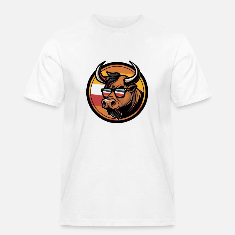 Stier Comic Cool Sommer - Männer Workwear T-Shirt - Weiß