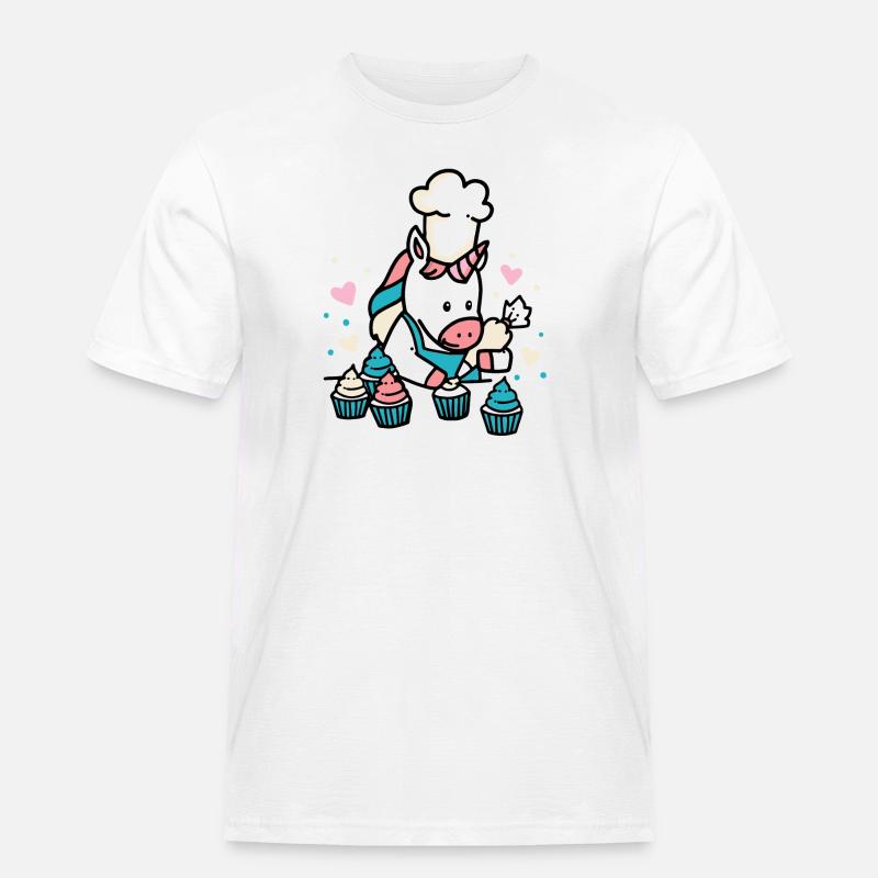 Bäcker Einhorn - Männer Workwear T-Shirt - Weiß
