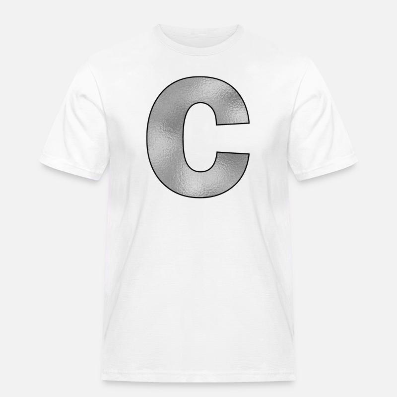 Buchstabe C Silber - Männer Workwear T-Shirt - Weiß