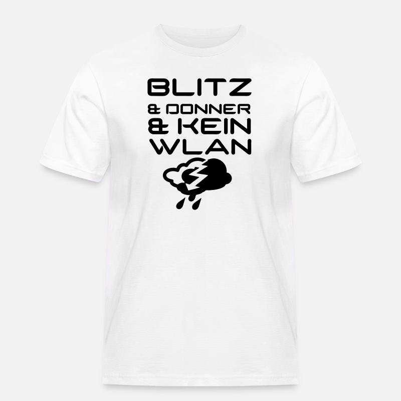 Blitz & Donner & kein WLAN Geschenk - Männer Workwear T-Shirt - Weiß