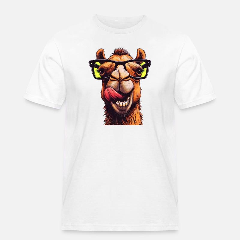 Kamel mit Sonnenbrille - Männer Workwear T-Shirt - Weiß