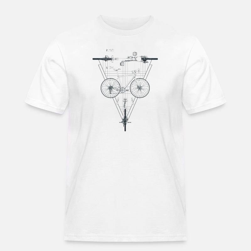 Geometric Bicycle Inside Triangle Emblem - Men's Workwear T-Shirt - white