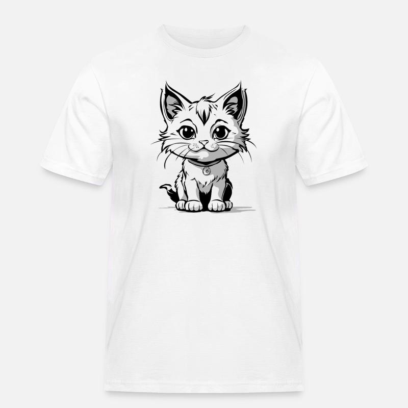 Kittycat - Männer Workwear T-Shirt - Weiß