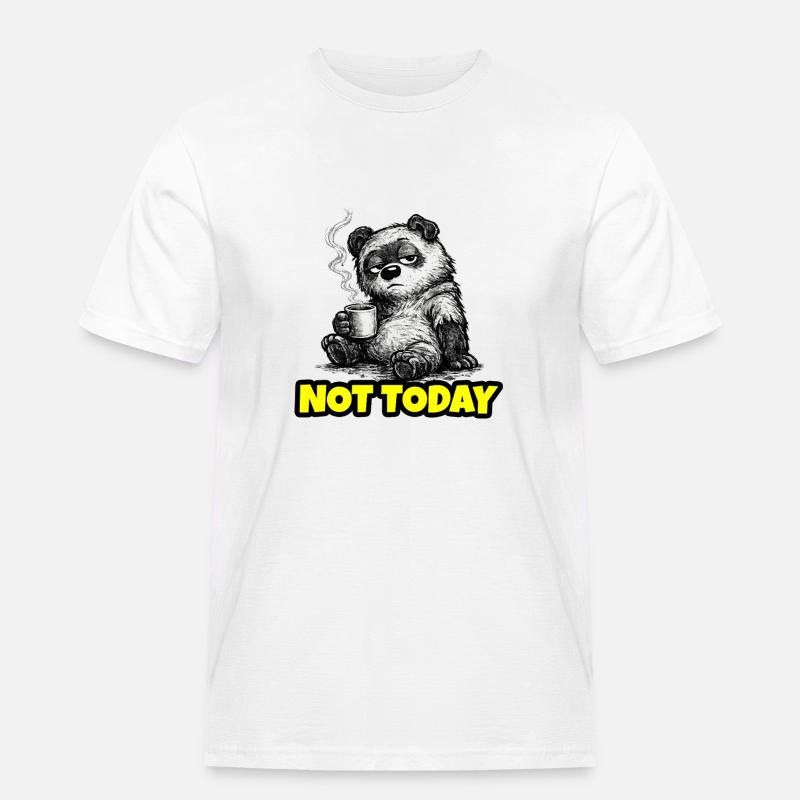 Not Today – Grumpy Bear Coffee (Sketch) - Männer Workwear T-Shirt - Weiß
