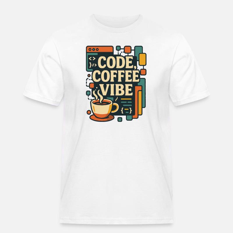 Code Coffee Vibe – Lustiges Programmer T-Shirt - Männer Workwear T-Shirt - Weiß