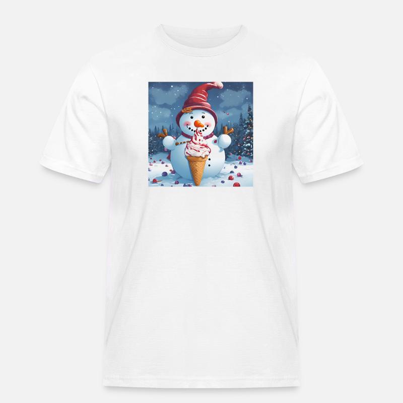 Schneemann mit Eis - Männer Workwear T-Shirt - Weiß