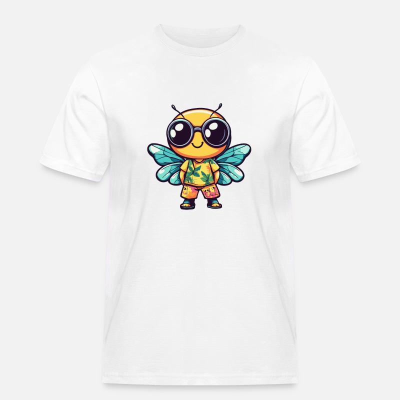 Libelle Comic Urlaub - Männer Workwear T-Shirt - Weiß