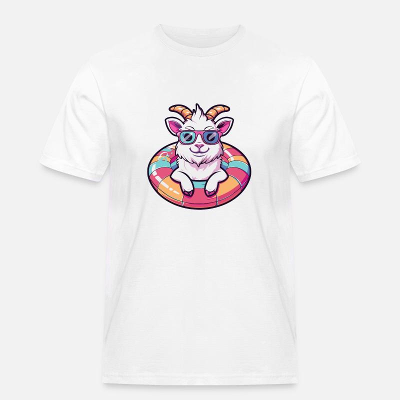 Bergziege Comic Cool - Männer Workwear T-Shirt - Weiß