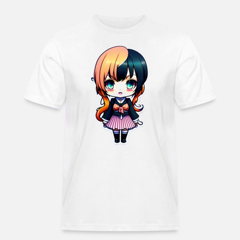 Nettes Chibi-Mädchen, süßer Chibi-Aufkleber - Männer Workwear T-Shirt - Weiß