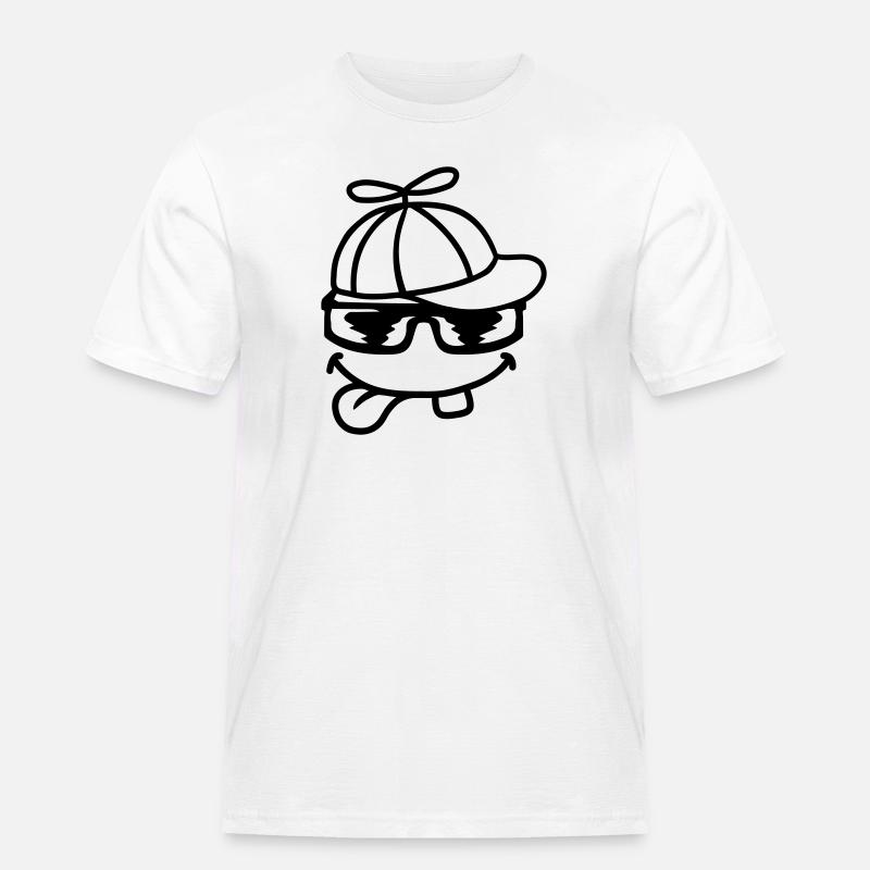 Gesicht Comic Propellermütze Windrad - Männer Workwear T-Shirt - Weiß