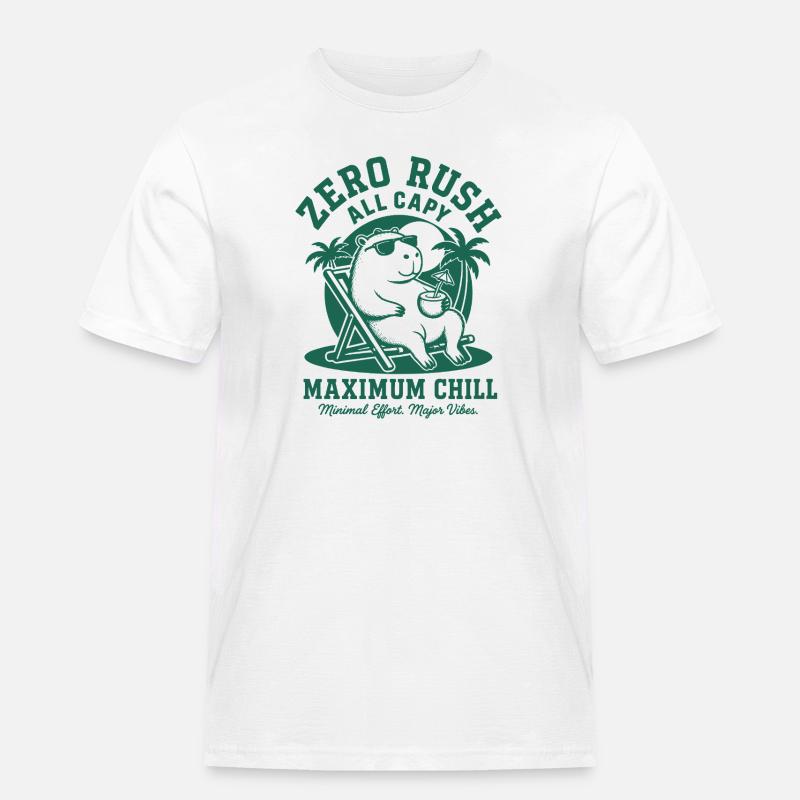 Zero Rush Capybara Chill - Männer Workwear T-Shirt - Weiß