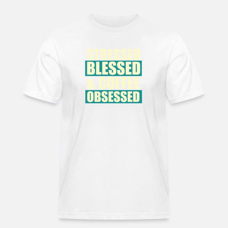 Stressed blessed - Männer Workwear T-Shirt - Weiß