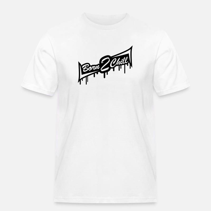 Born 2 Chill - Männer Workwear T-Shirt - Weiß