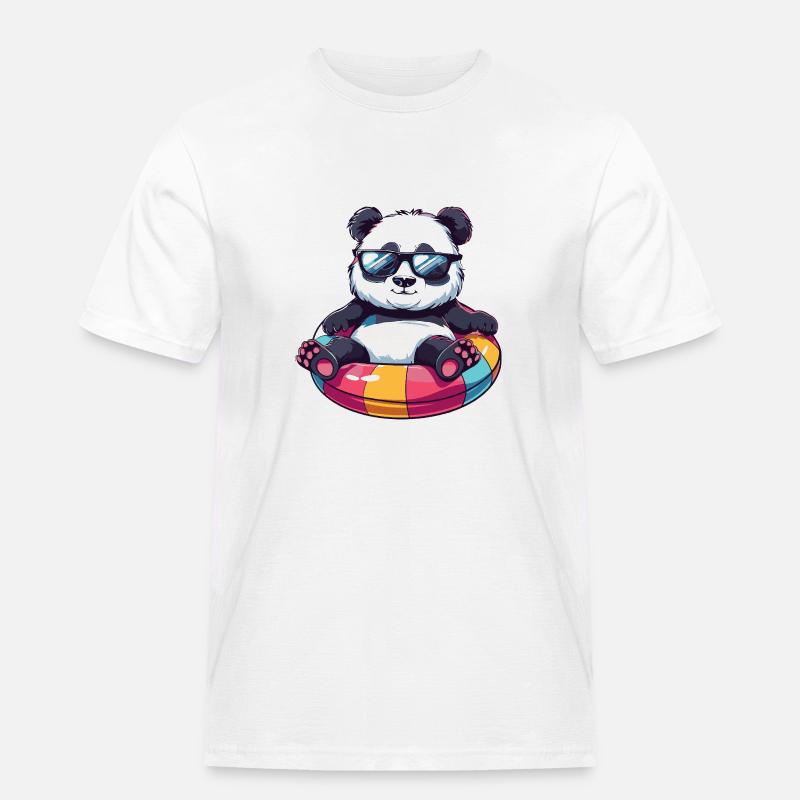 Panda Comic Cool - Männer Workwear T-Shirt - Weiß