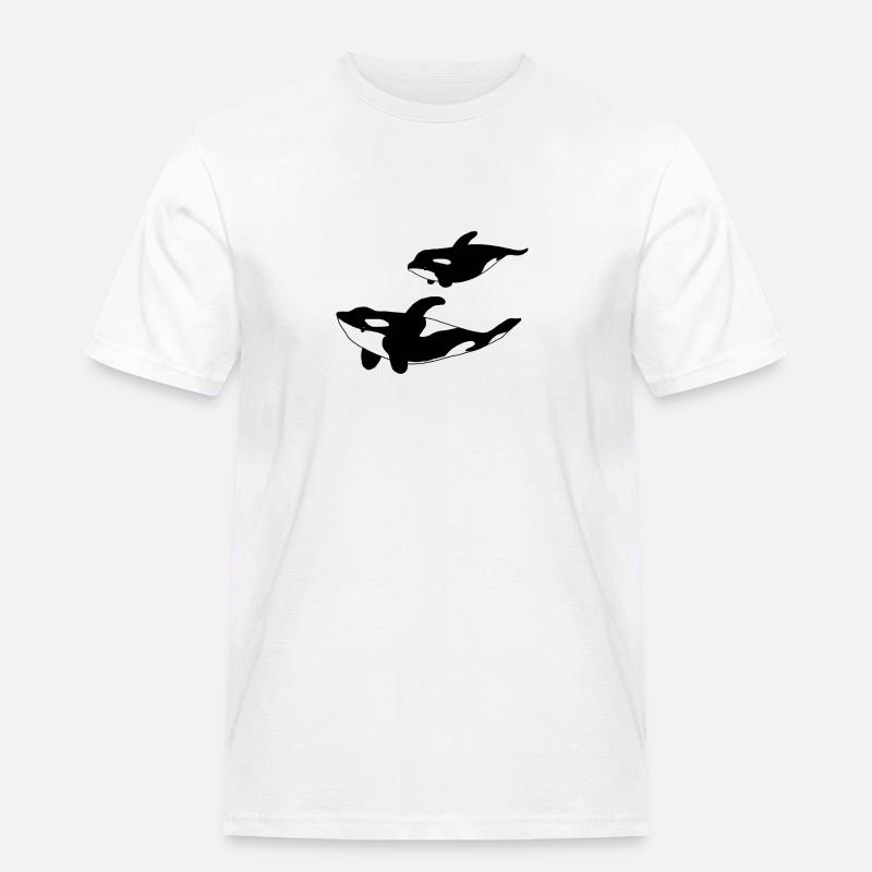 Orca Mutter mit Kind - Männer Workwear T-Shirt - Weiß