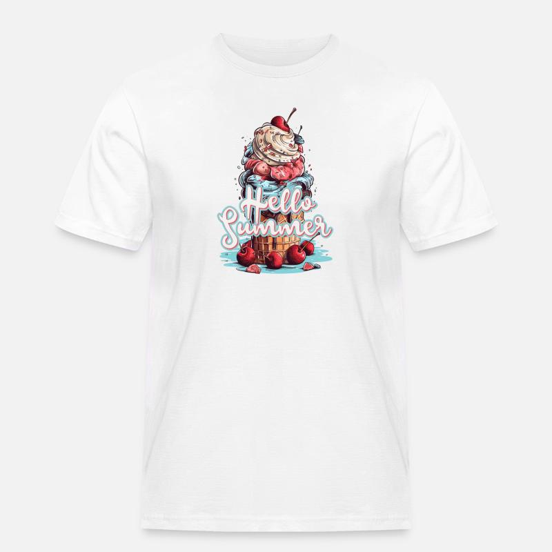 Hello Summer Eis Eiscreme Eisdiele - Männer Workwear T-Shirt - Weiß