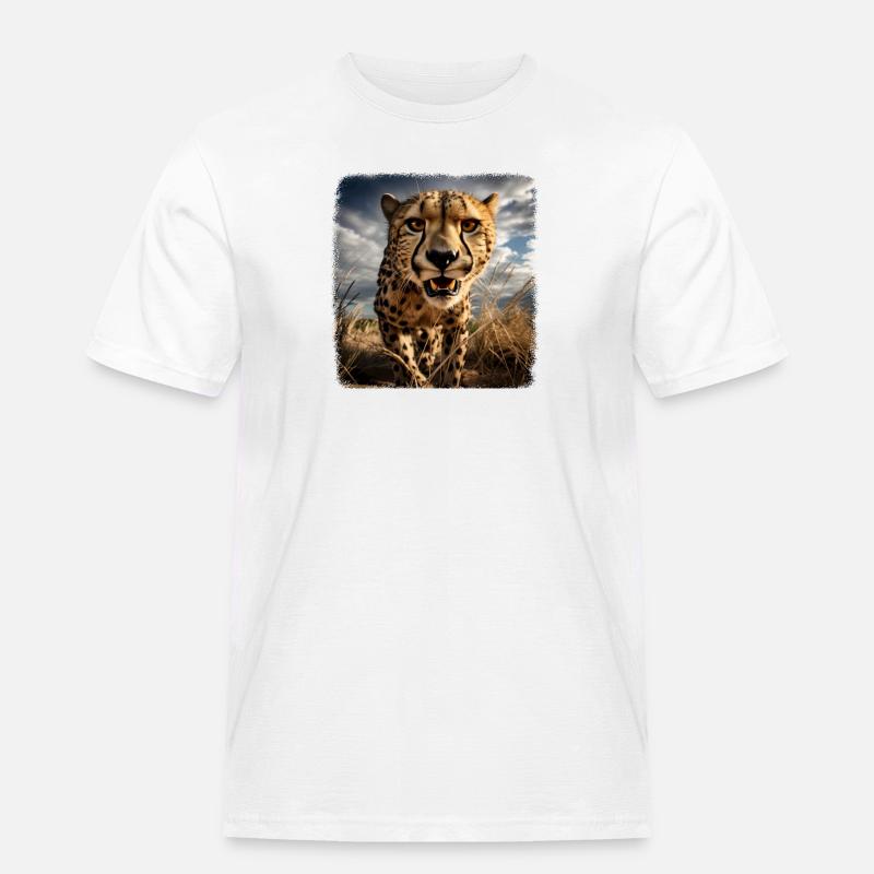 Geparde realistic Gepard - Männer Workwear T-Shirt - Weiß