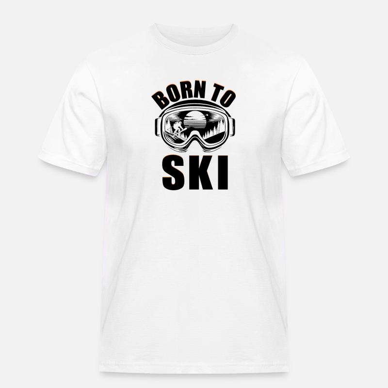 Born To Ski Sci Sciatore Sport invernali Sci - Maglietta da lavoro per uomo - bianco