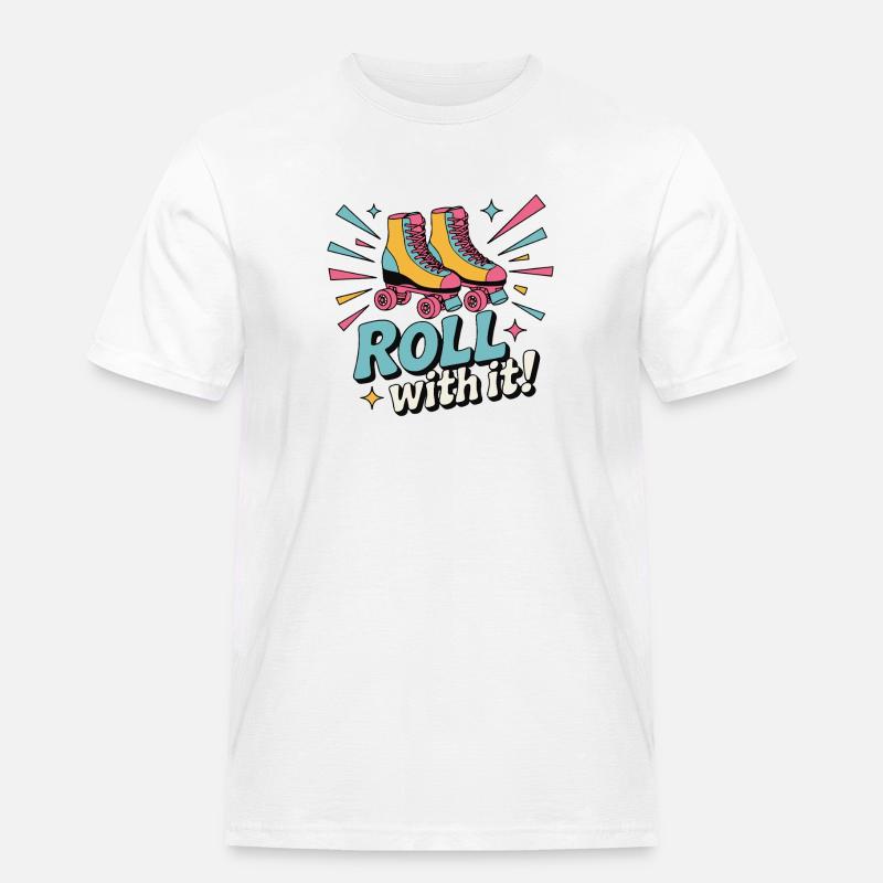 ROLLSCHUHE, ROLLEN SIE DAMIT - Männer Workwear T-Shirt - Weiß