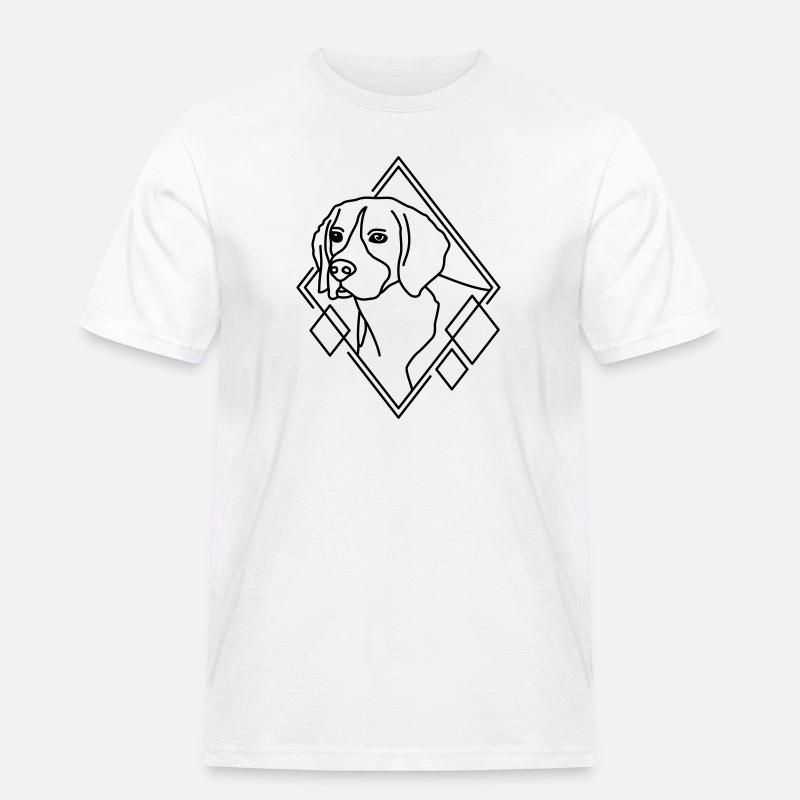 Beagle in geometrischer Form - Line-Art-Design - Männer Workwear T-Shirt - Weiß