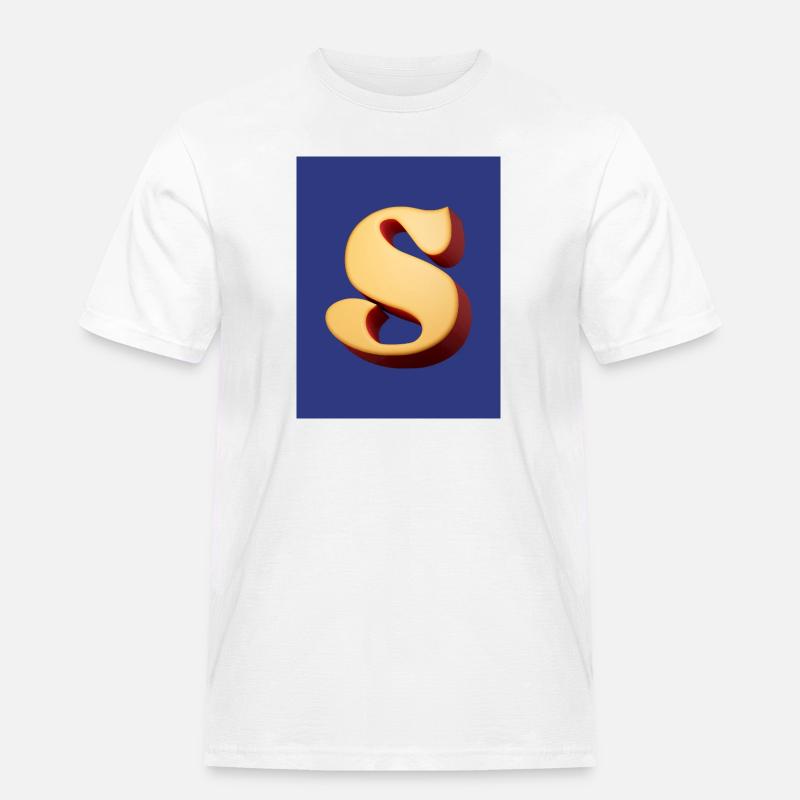 3D Hellbrauner Buchstabe S Look - Männer Workwear T-Shirt - Weiß
