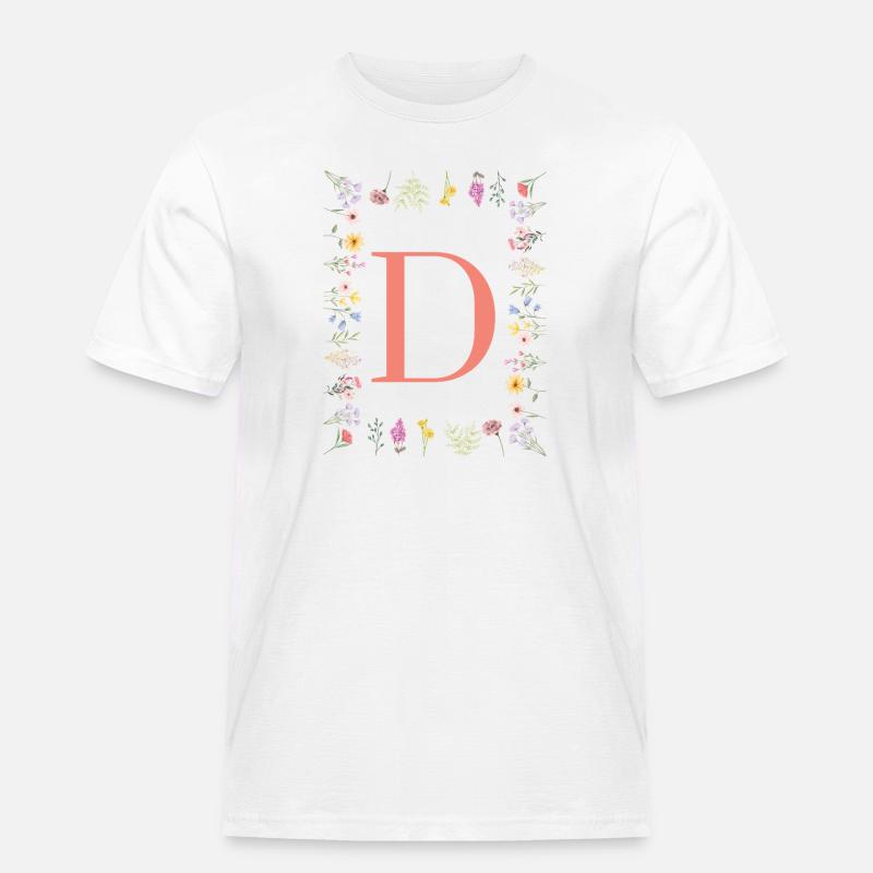 Florale Initialen "D", Buchstaben Monogramm  - Männer Workwear T-Shirt - Weiß