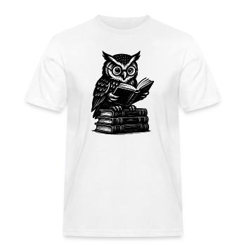 Hibou sage avec livre – Conception intelligente de l’enseignant - T-shirt Workwear homme - blanc - Devant - AI Model Male 185 dark (185cm)