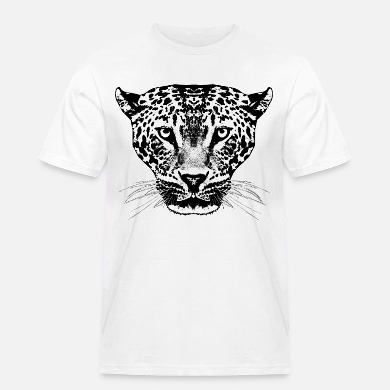 Leopard / Kopf - Männer Workwear T-Shirt - Weiß