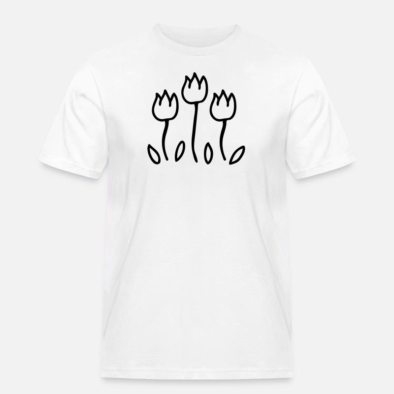 Tulpengarten - Line - Männer Workwear T-Shirt - Weiß