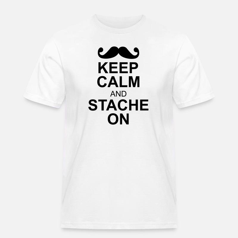keep calm moustache - Männer Workwear T-Shirt - Weiß