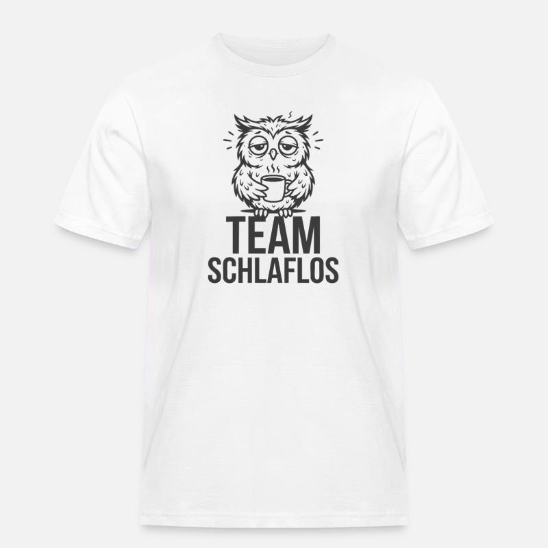 Team Schlaflos – Müde Eule - Männer Workwear T-Shirt - Weiß