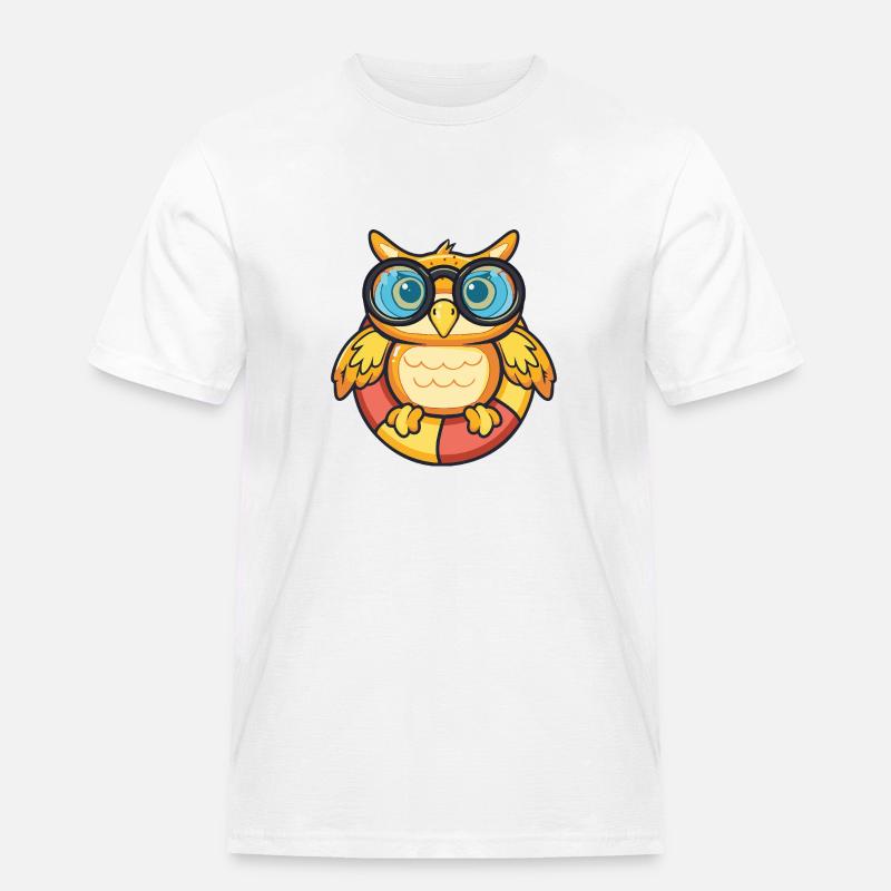 Eule Comic Cool - Männer Workwear T-Shirt - Weiß