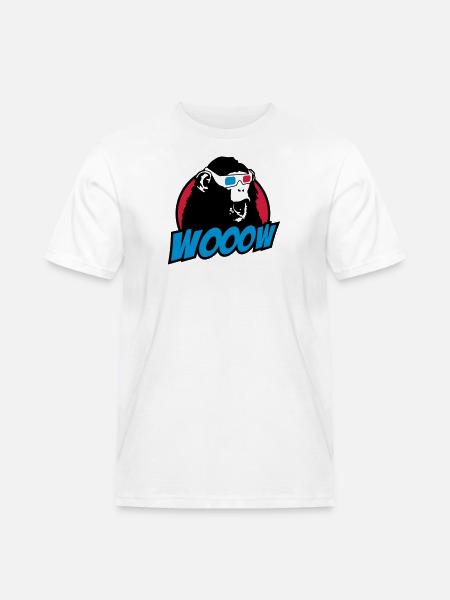 3D Glasses amazed Monkey - Men's Workwear T-Shirt - white
