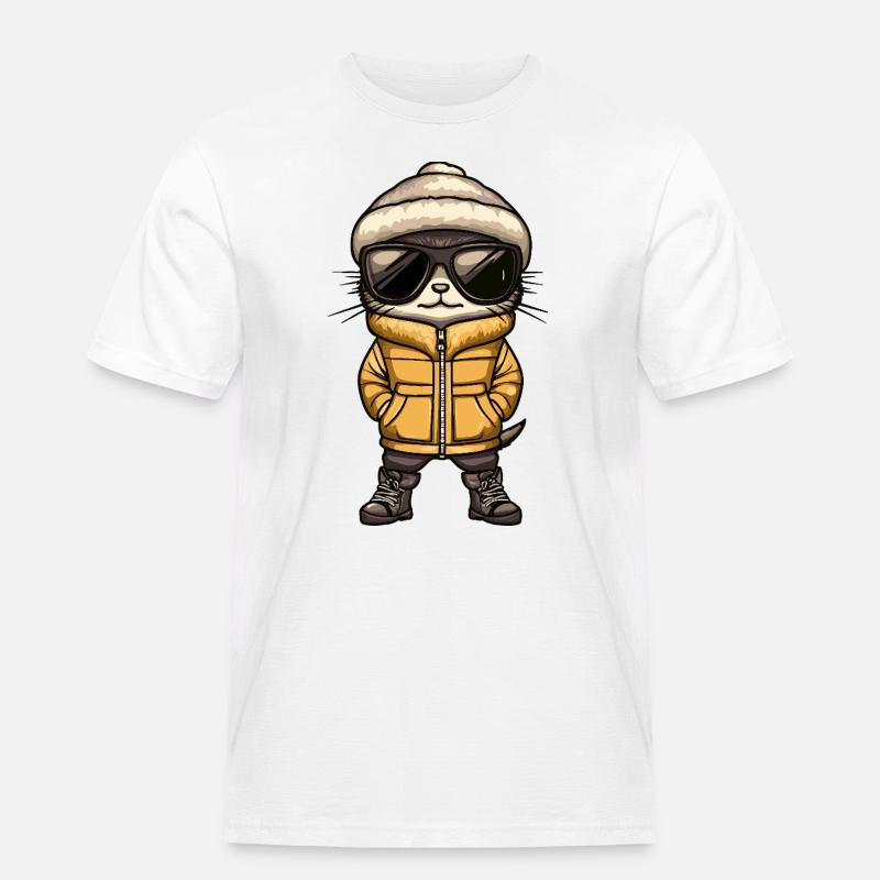 Erdmännchen Cool Comic - Männer Workwear T-Shirt - Weiß