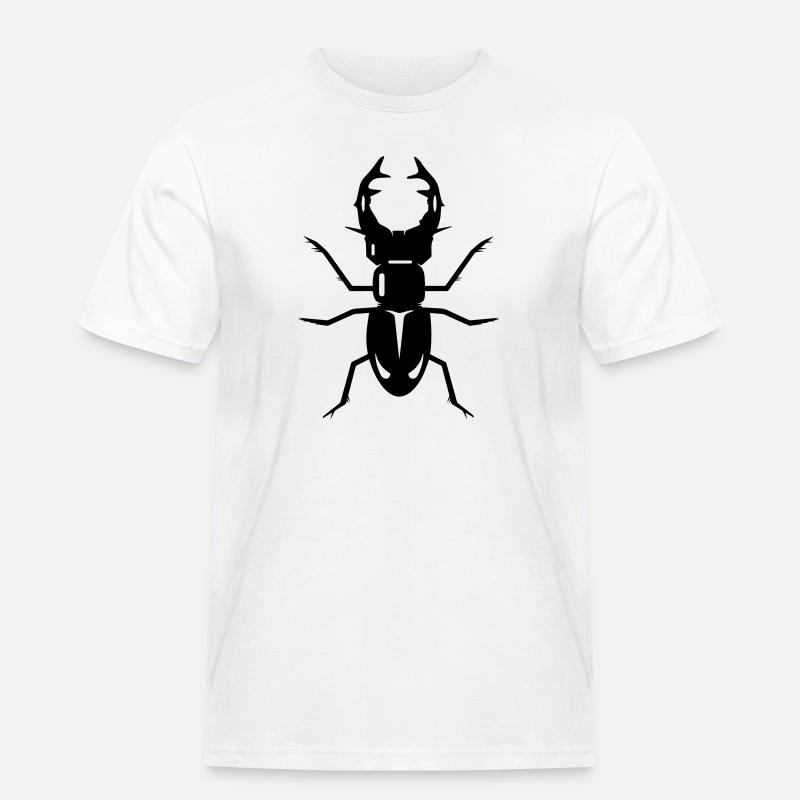 stilisierter Hirschkäfer mit prächtigen Geweih - Männer Workwear T-Shirt - Weiß