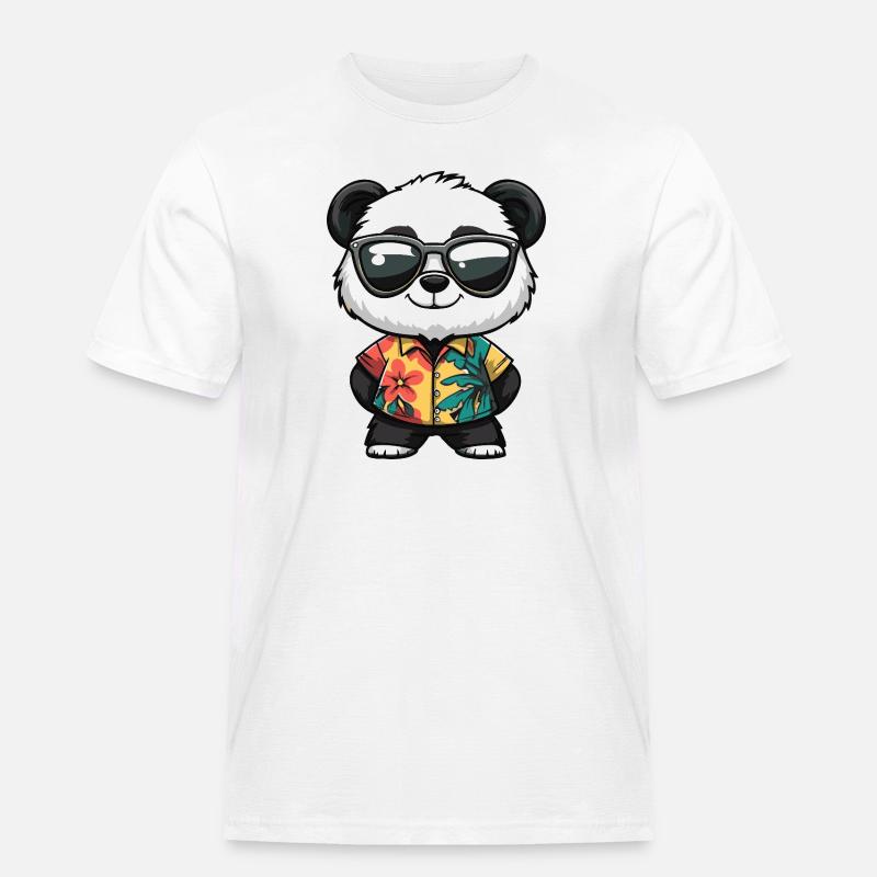 Panda Comic Urlaub - Männer Workwear T-Shirt - Weiß