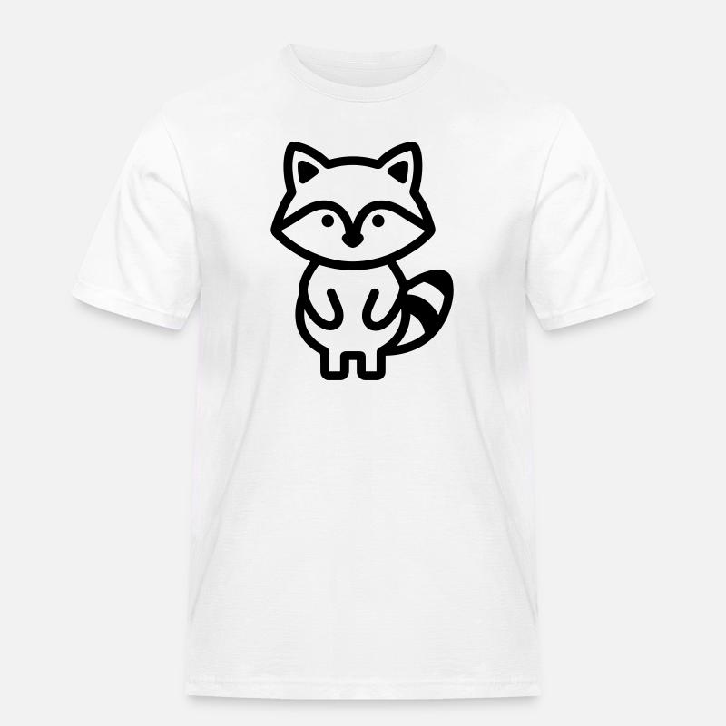 Waschbär - Männer Workwear T-Shirt - Weiß