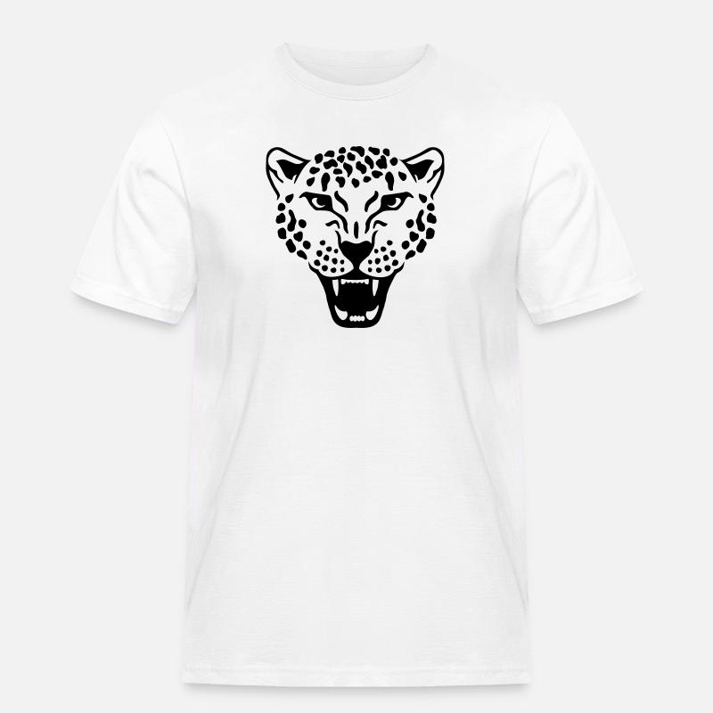 Leopard - Männer Workwear T-Shirt - Weiß