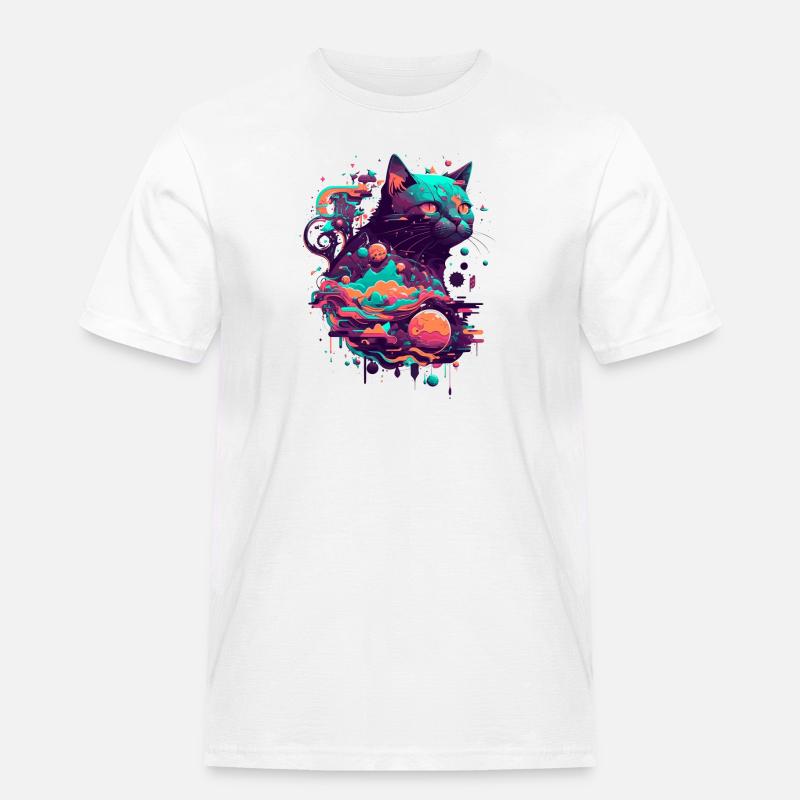vector katze 2 0 - Männer Workwear T-Shirt - Weiß