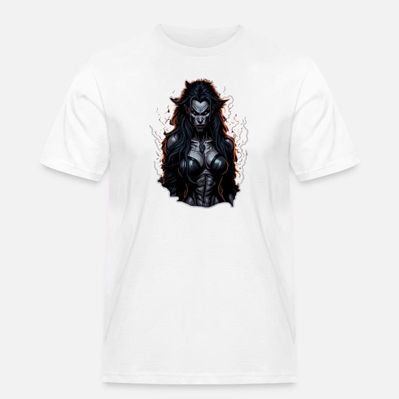 Werwolf Weibchen Dunkle Feuer-Aura - Männer Workwear T-Shirt - Weiß