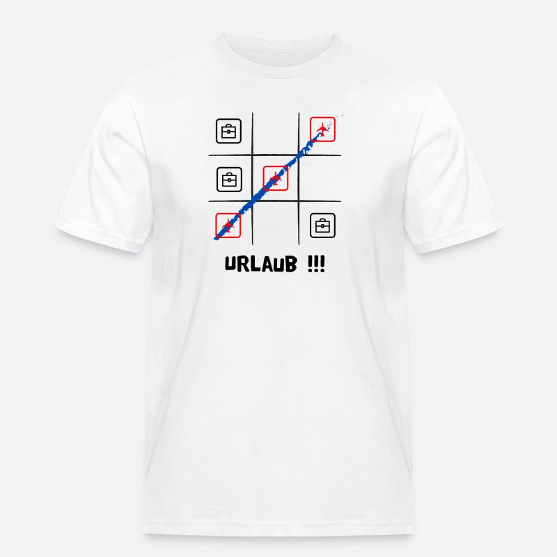 Tik tak to oder Käsekästchen, Urlaub oder Arbeit - Männer Workwear T-Shirt - Weiß