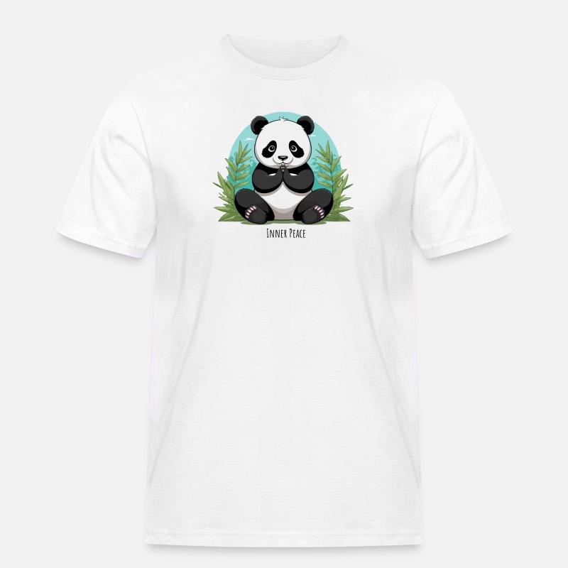 Inner Peace – Meditierender Panda - Männer Workwear T-Shirt - Weiß