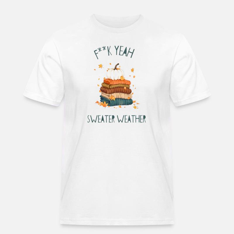 Herbstlicher Pulloverstapel - Männer Workwear T-Shirt - Weiß