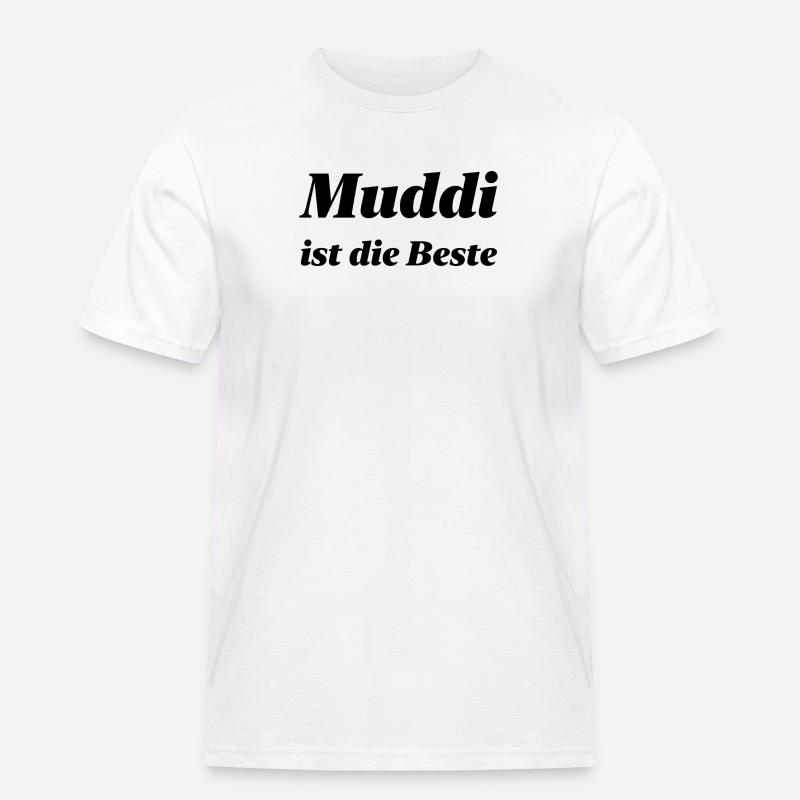 Beste Muddi - Männer Workwear T-Shirt - Weiß
