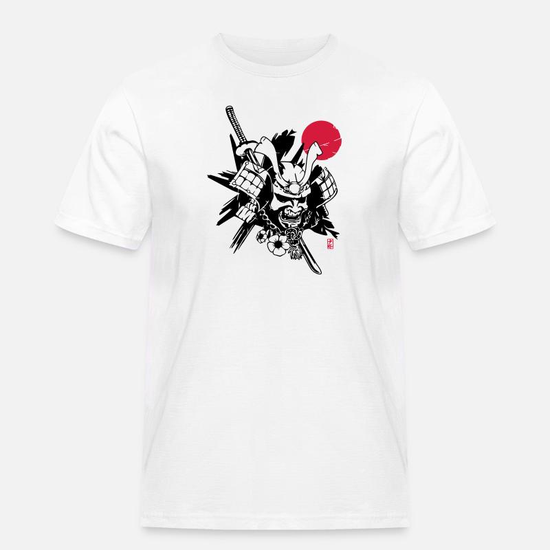 . Samurai Vector - Männer Workwear T-Shirt - Weiß