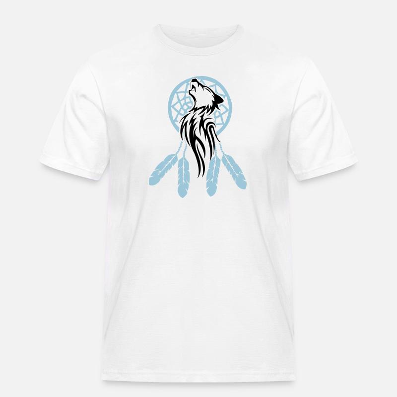wolf_traumfaenger_002 - Männer Workwear T-Shirt - Weiß