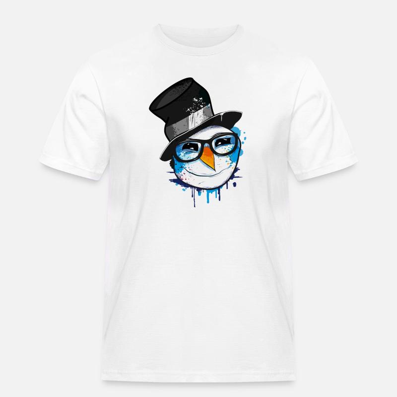 Schneemann mit Nerd Brille - Männer Workwear T-Shirt - Weiß