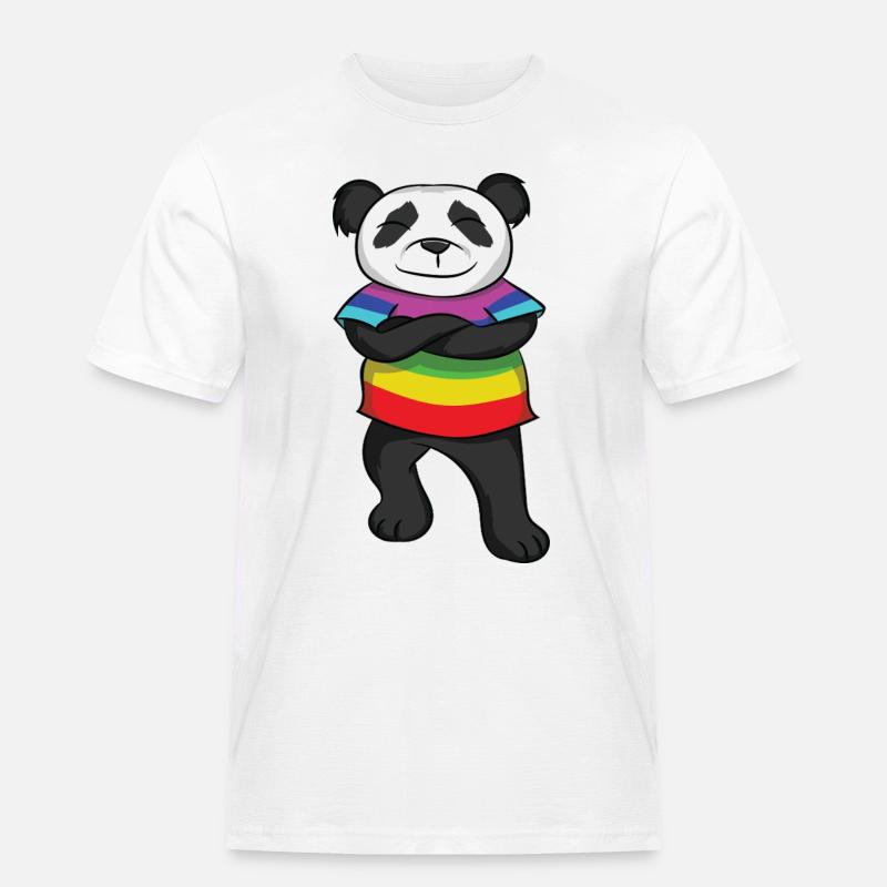 Panda Rainbow Pride with Attitude - Men's Workwear T-Shirt - white