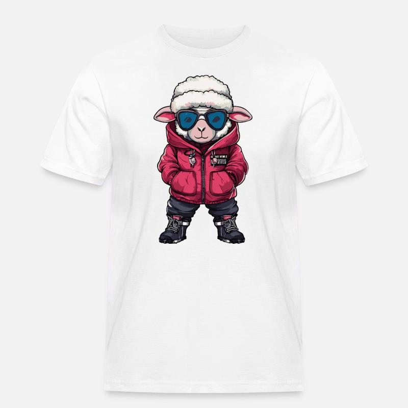 Schaf Cool Comic - Männer Workwear T-Shirt - Weiß
