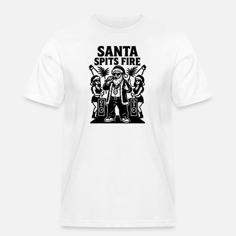 Rapper Weihnachtsmann Santa Spits Fire - Männer Workwear T-Shirt - Weiß